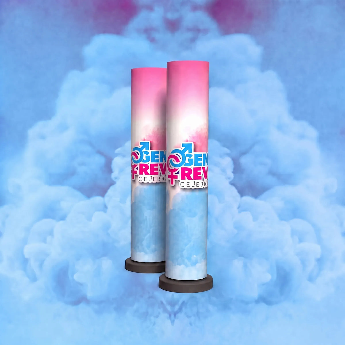 Two blue smoke bombs pouring vibrant blue smoke