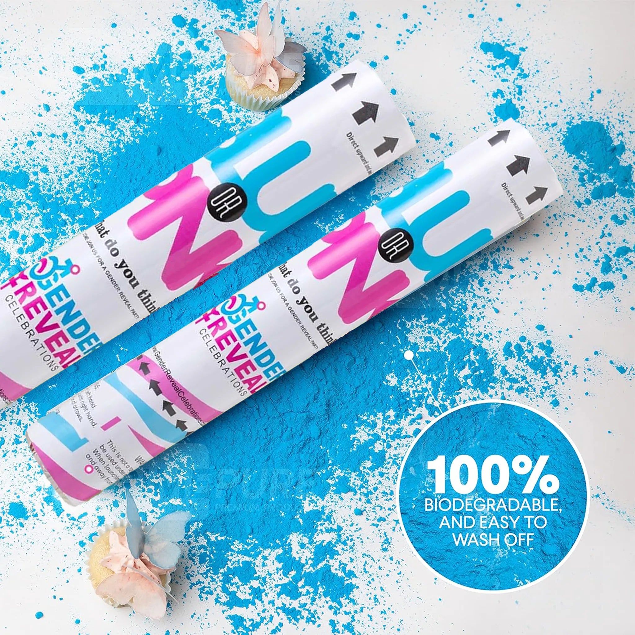 Two Blue Smoke Cannons Displayed Out