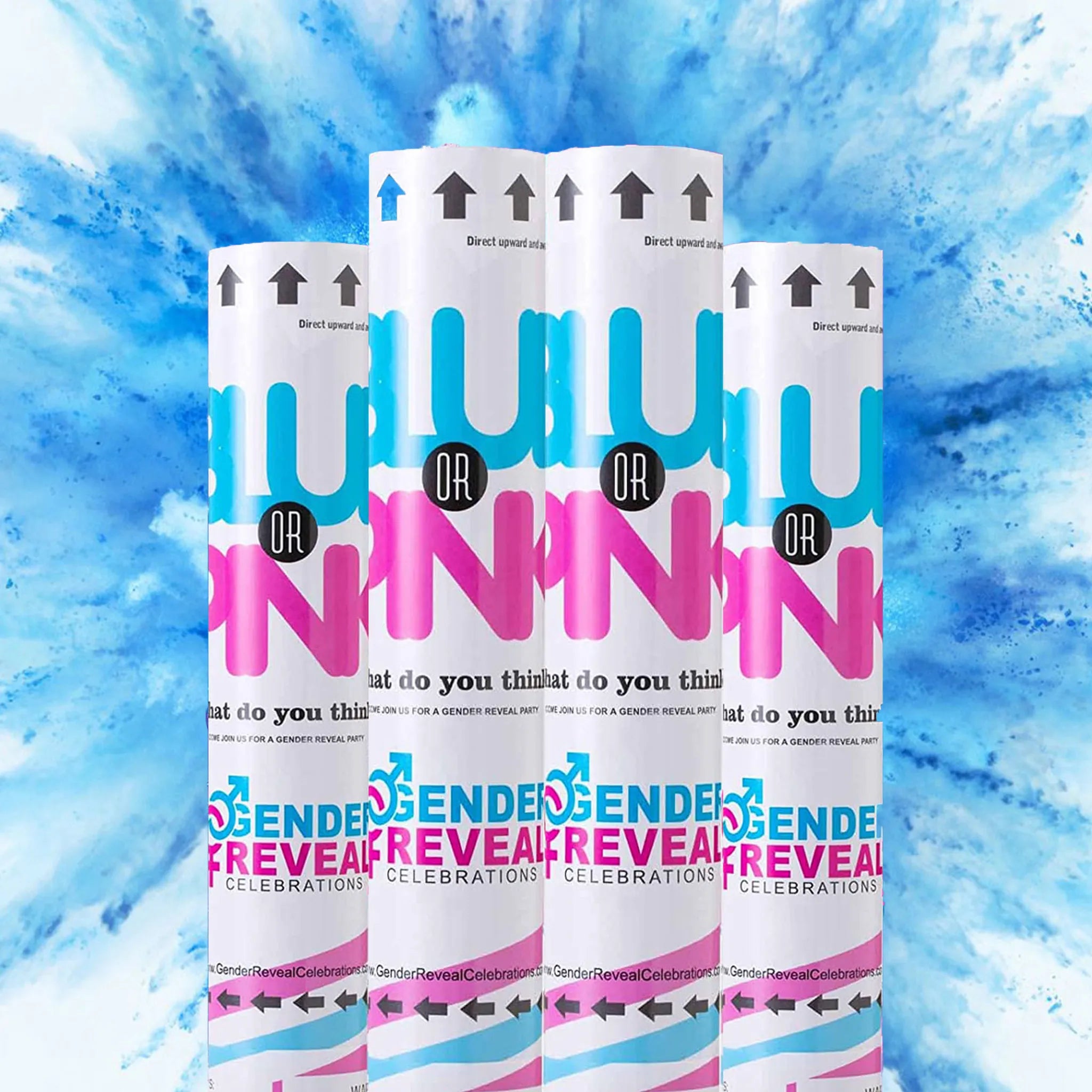 Blue Smoke Cannons For Gender Reveal Celebration