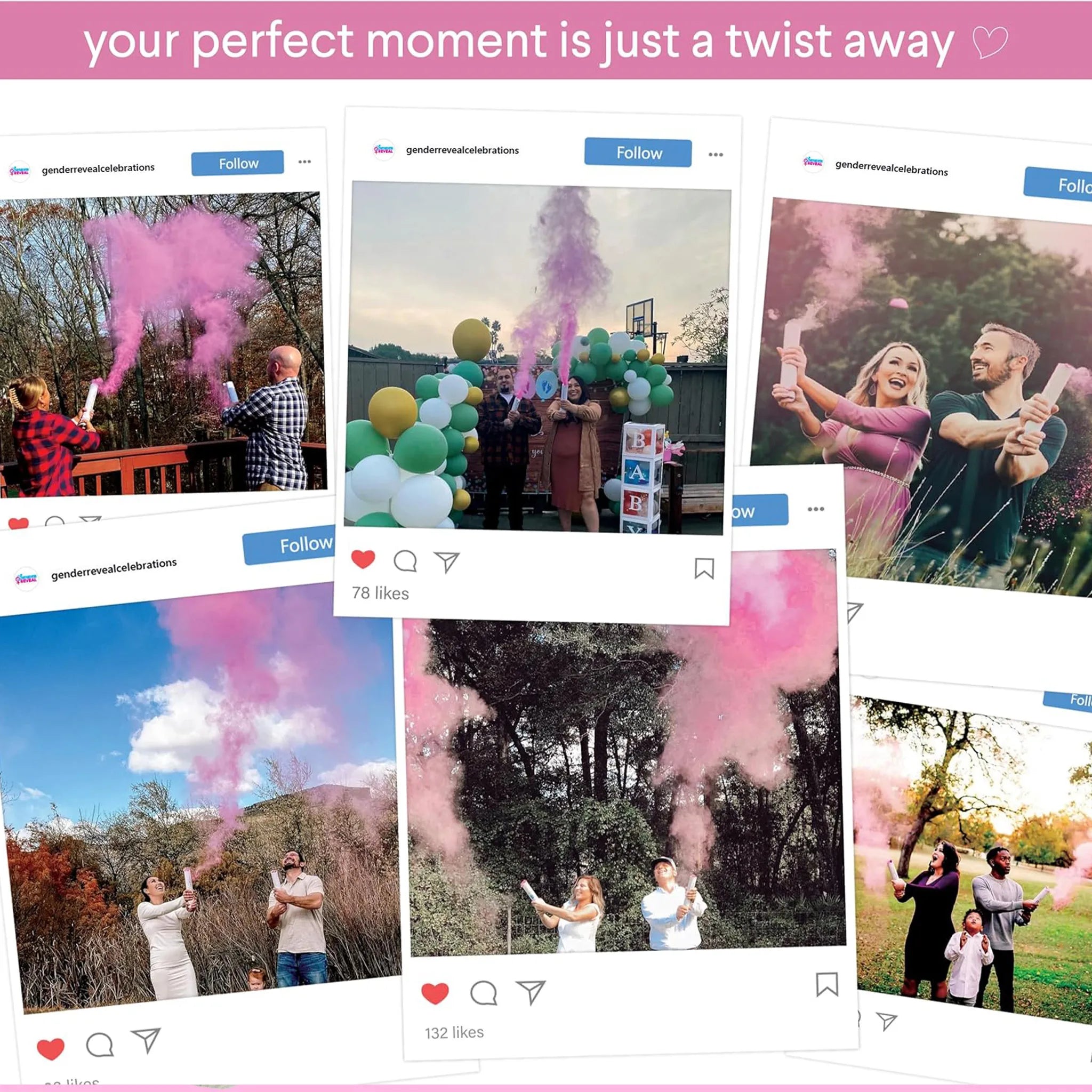 Pink Gender Reveal Smoke Cannon Celebrations