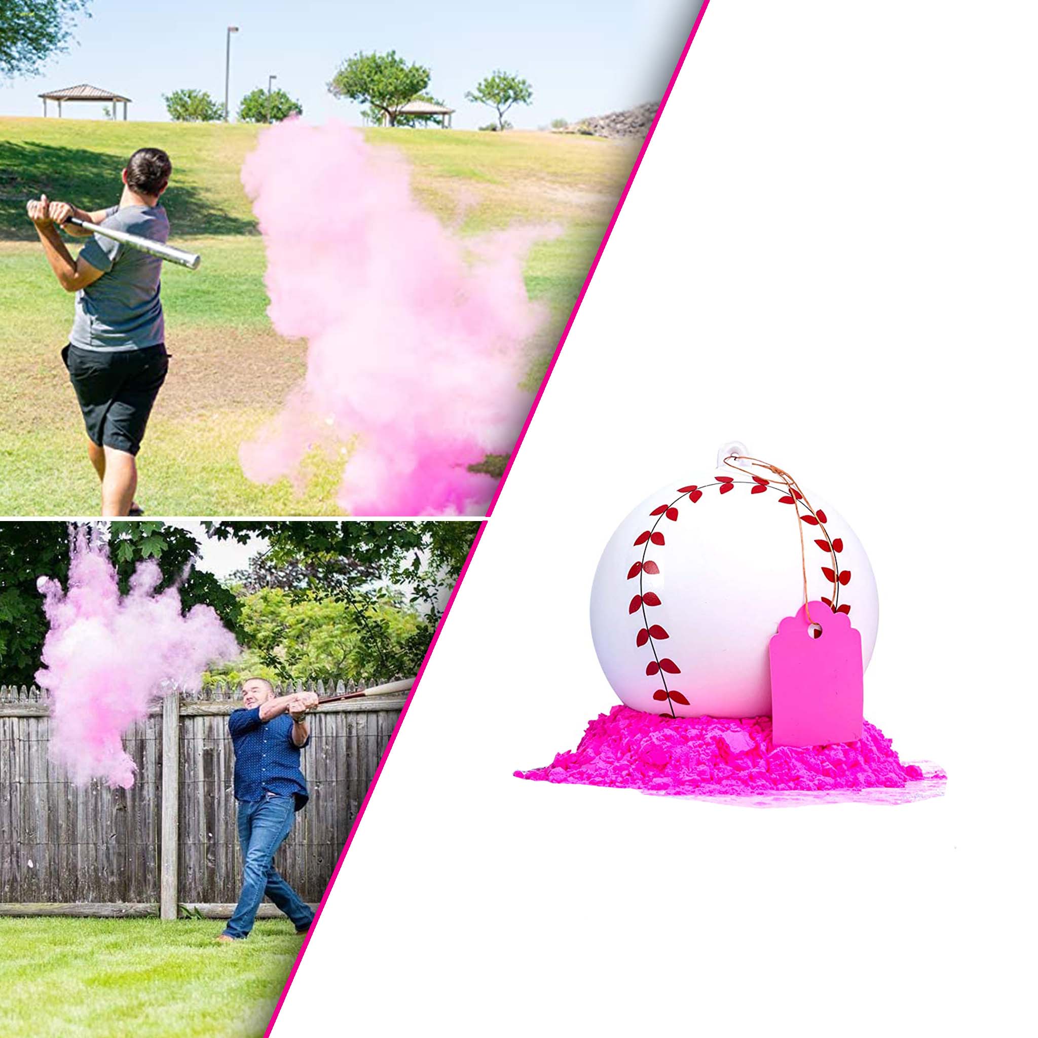 Pink Gender Reveal Baseball