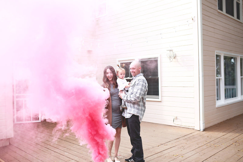 Jessica & Tim Pink Gender Reveal Smoke Bombs