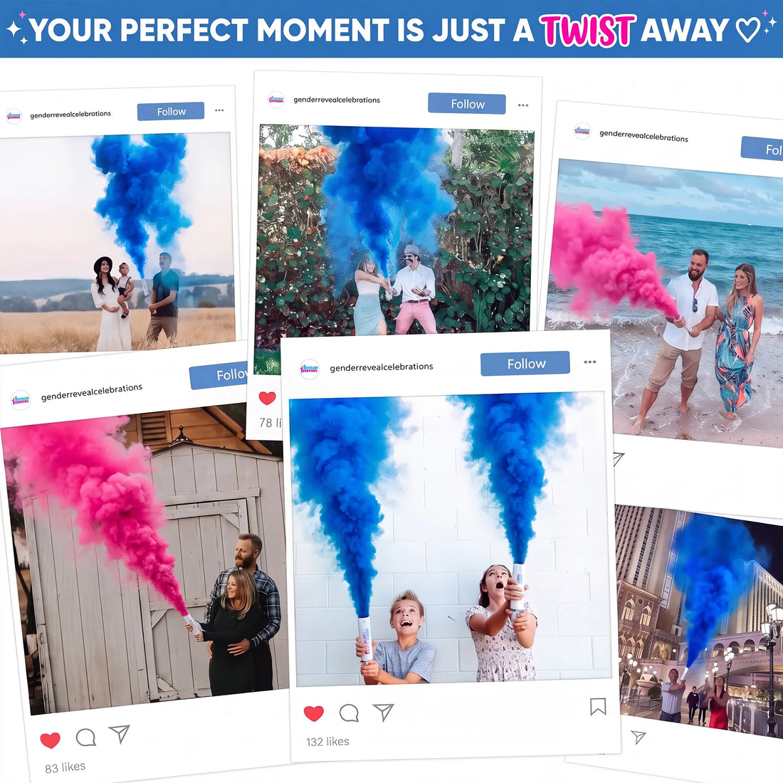 Gender Reveal Celebrations with smoke cannons