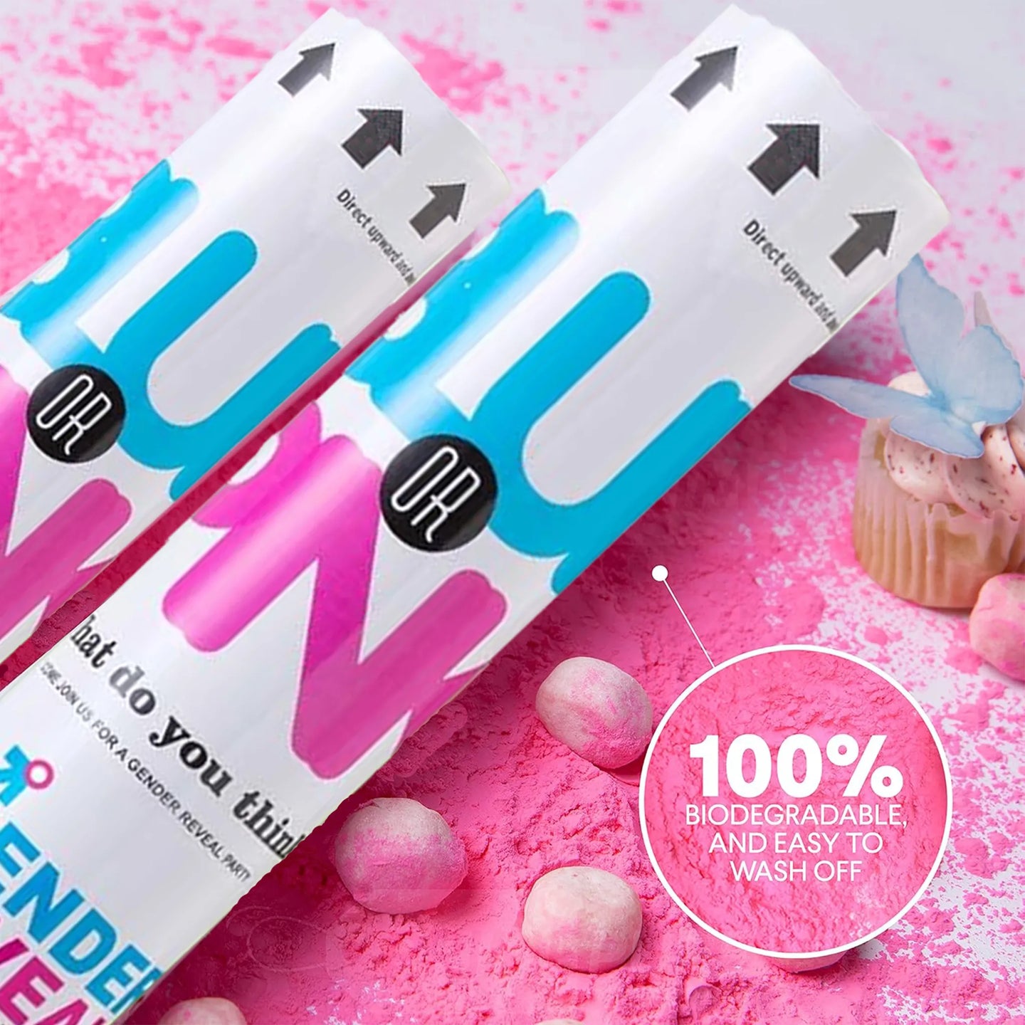 Two Pink Smoke Cannons Displayed