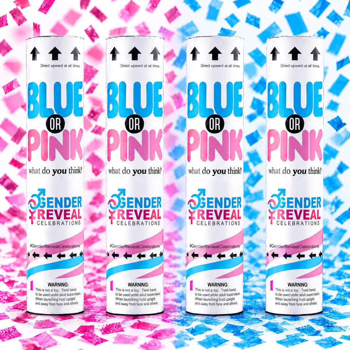 confetti cannons by gender reveal celebrations