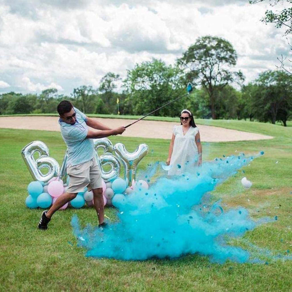 Gender Reveal Exploding Golf Ball Golf Theme Blue Pink Powder