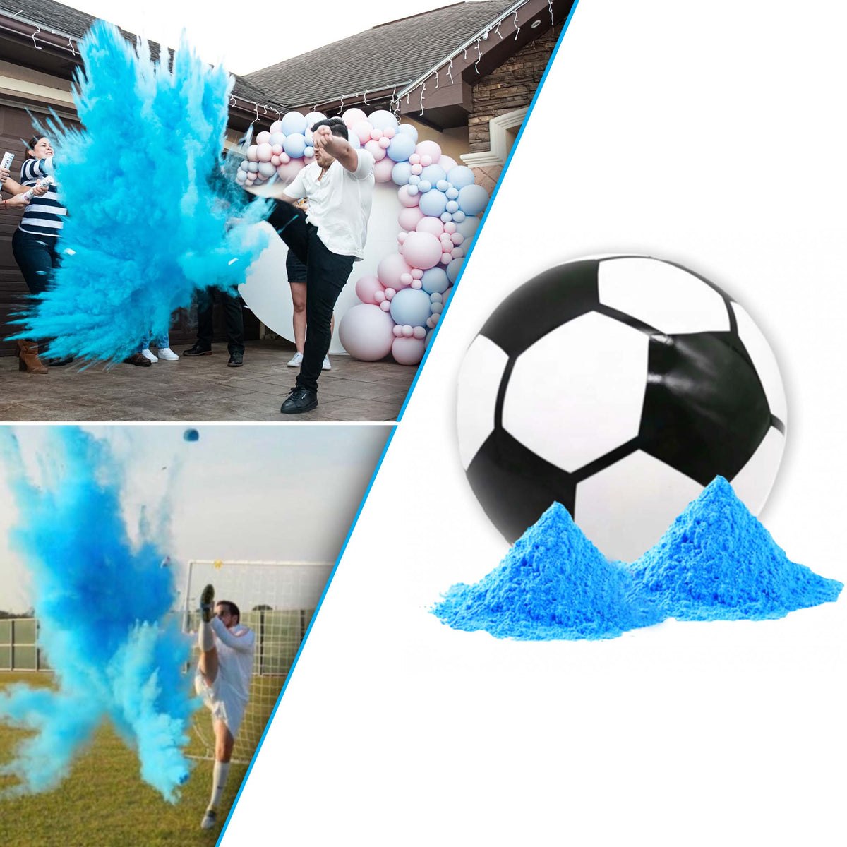 Gender Reveal Soccer Ball For Boy - Blue Exploding Soccer Ball | Gender ...